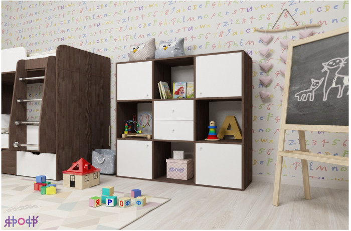 Стеллаж Джери (Белое дерево/Голубой)