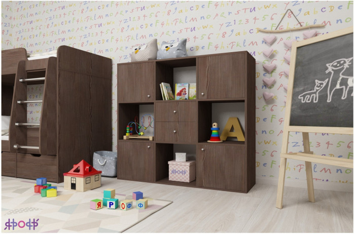 Стеллаж Джери (Белое дерево/Голубой)