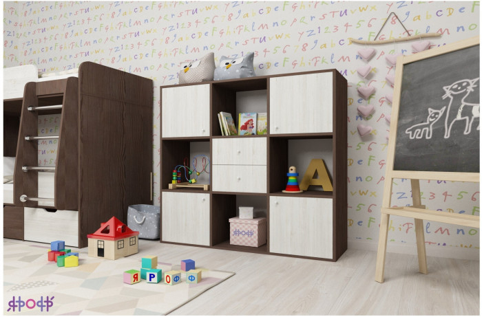 Стеллаж Джери (Белое дерево/Голубой)