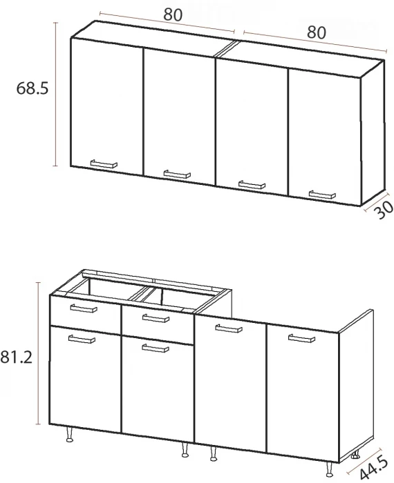 ЛДСП Кухня Рио NEW 1,6м дуб крафт