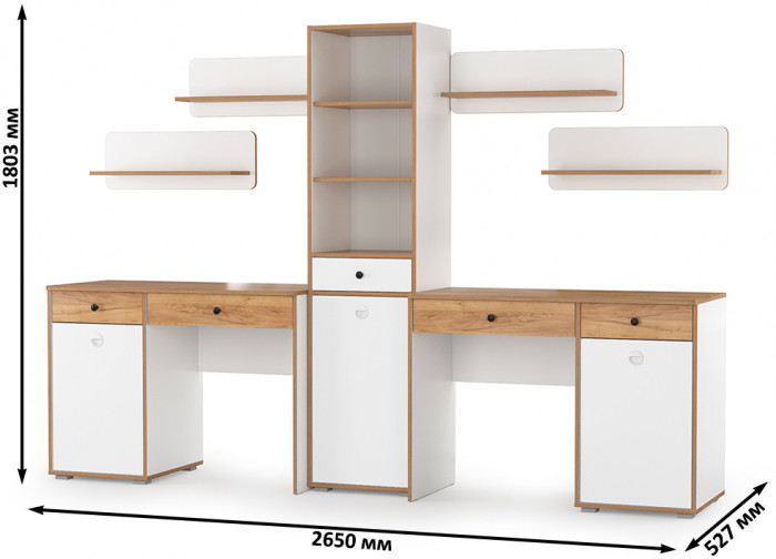Вуди Компоновка № 12, белый премиум/дуб крафт золотой