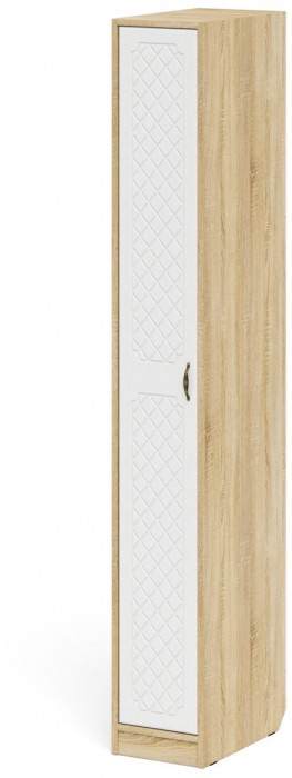 Прихожая П-6-500 Пенал, цвет дуб сонома/фасады МДФ белое дерево фрезеровка ромб, ШхГхВ 30х50х210 см., универсальная сборка