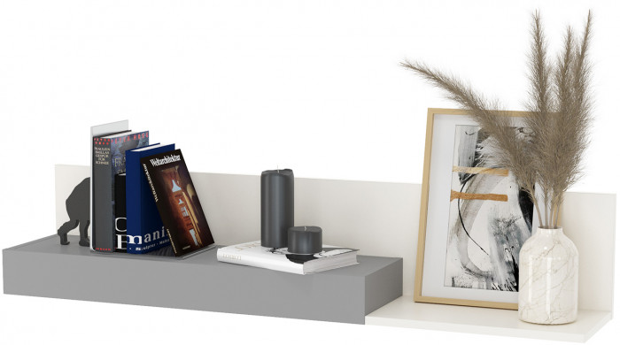 Торонто Компоновка № 03, цвет белый шагрень/стальной серый, ШхГхВ 280х53,1х195,7 см., универсальная сборка