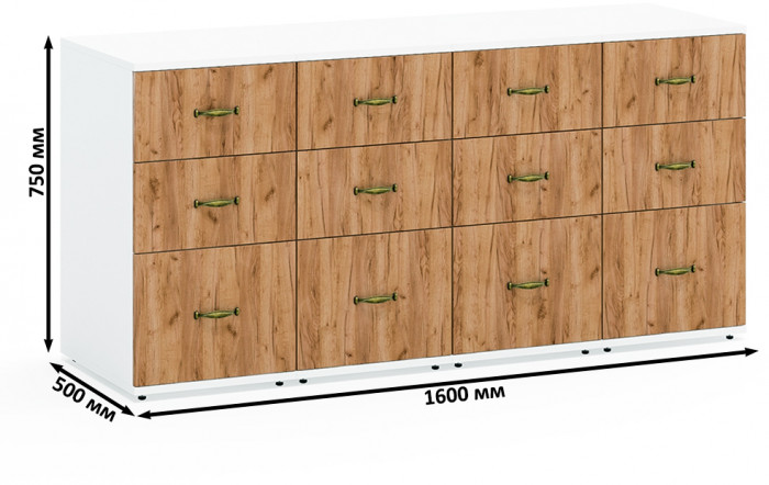 Лидер-8 Тумба МД 3.16 4 шт., цвет белый шагрень/крафт золото, ШхГхВ 160х50х75 см., универсальная сборка