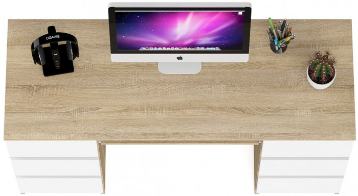 Мори Стол компьютерный МС-2, цвет дуб сонома/белый, ШхГхВ 135,4х50х76,6 см.