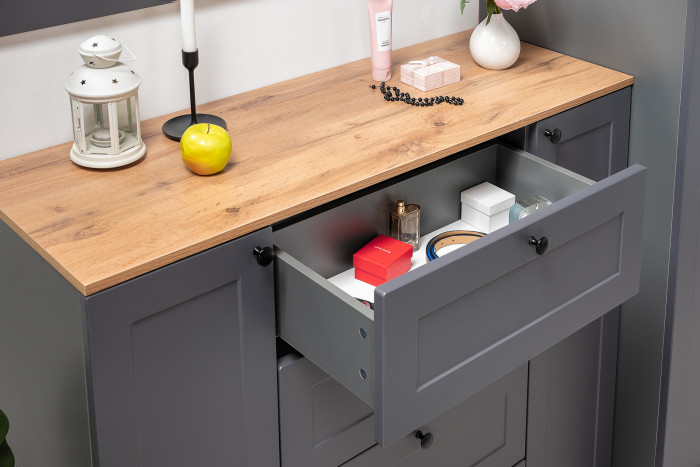 Остин Прихожая 54, цвет серый графит/дуб крафт золотой, ШхГхВ 360х54,3х229,6 см., универсальная сборка