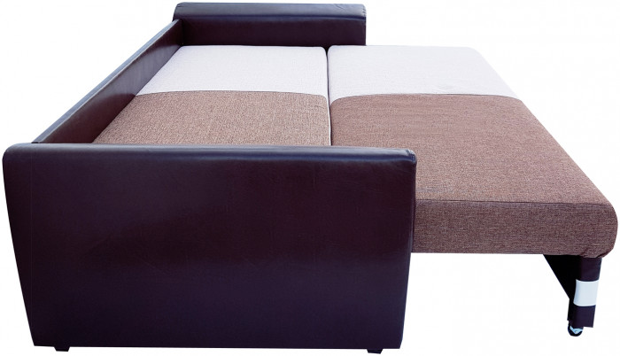 Диван-кровать Амстердам, 150х195, раскладной, еврокнижка, пружинный блок, рогожка/экокожа, комби