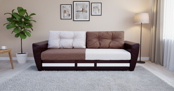 Диван-еврокнижка Амстердам Люкс, 150х195 пружинный блок, велюр/экокожа, комби