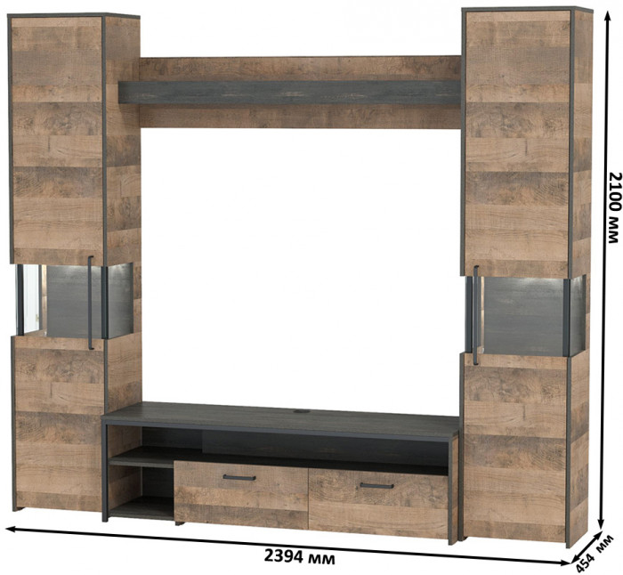 Трувор Гостиная 017, дуб гранж песочный/интра