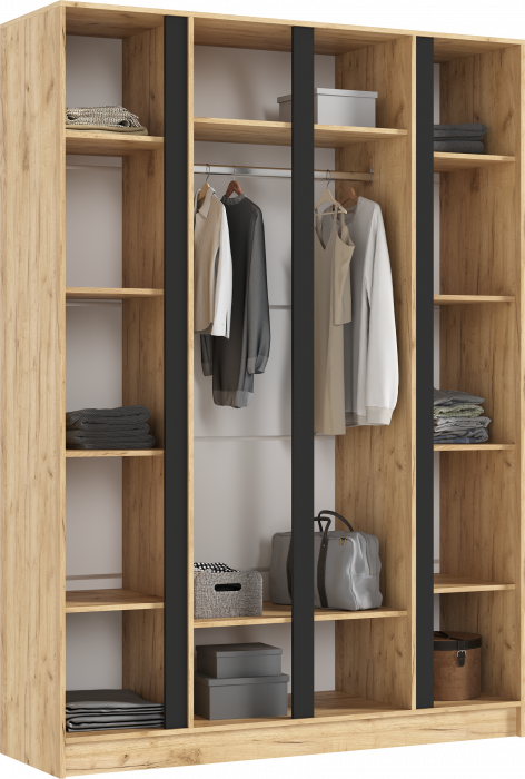 Келвин Шкаф 4-х створчатый (1600) (Графит, Дуб Крафт)