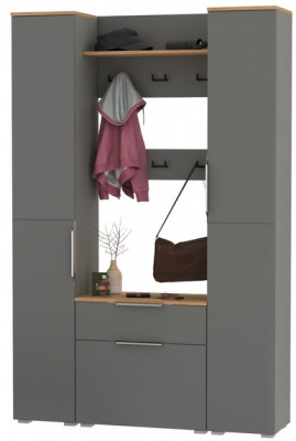 Октава Прихожая 20, серый графит/дуб крафт золотой/фасады МДФ серый графит