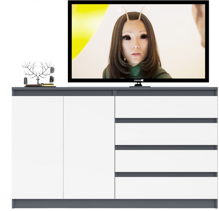 Мори Комод МК1600.1, цвет графит/белый, ШхГхВ 160,4х41х94 см., НЕ универсальная сборка