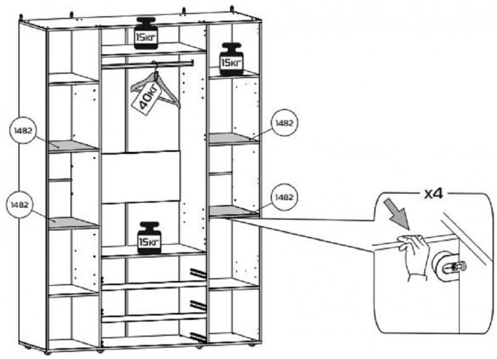 Шкаф для одежды и белья Nature 555, дуб табачный