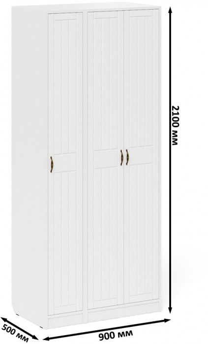 Прихожая П-6-500 Шкаф + Пенал, цвет белая шагрень/фасады МДФ белое дерево фрезеровка прованс, ШхГхВ 90х50х210 см., универсальная сборка