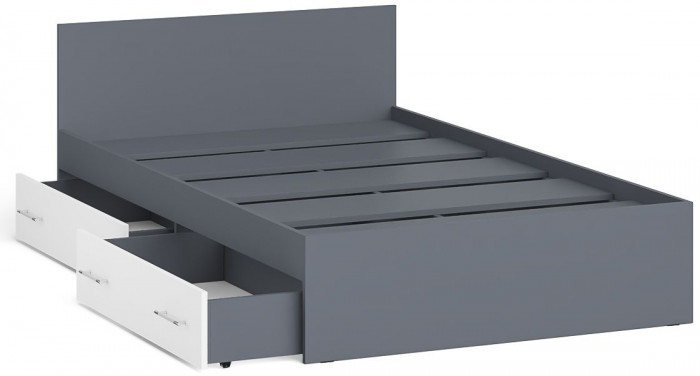 Мори Кровать с ящиками 1200, графит/белый