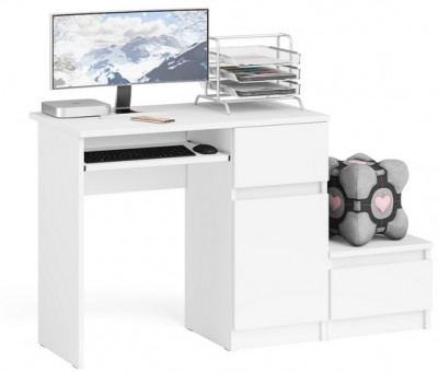Мори Стол компьютерный МС-1 правый + Тумба ТМП400.1, цвет белый, ШхГхВ 130,4х50х76,6 см., выдвижной ящик справа, НЕ универсальная сборка