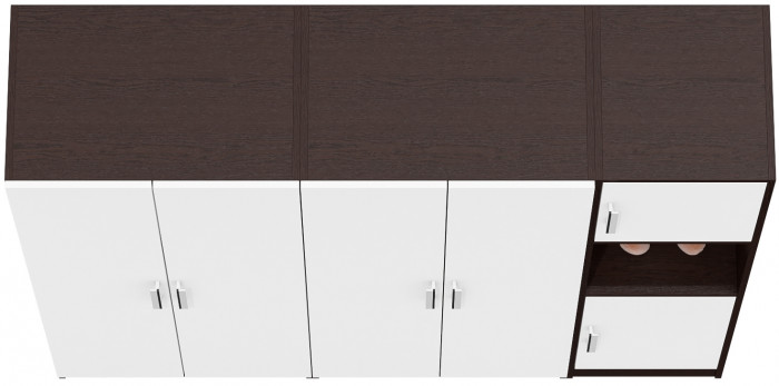 Шкаф С-МД-СК9Ш+Пенал С-МД-СК9П+Шкаф С-МД-СК9Ш, венге/белый шагрень