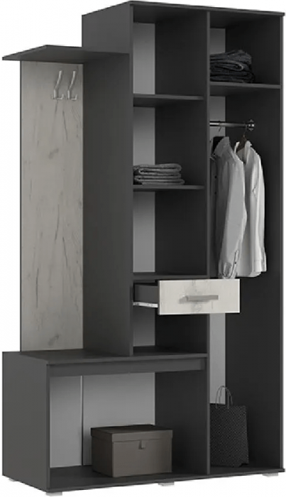 Прихожая Лира, Графит/Дуб Крафт Белый (Дуб крафт белый/Графит)