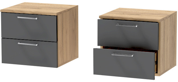 Тумба-6 прикроватная подвесная "Иннэс-7", Крафт золотой/Графит