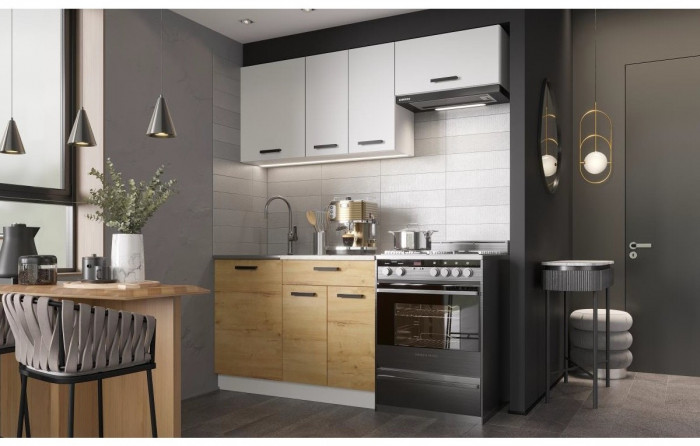 Кухня ЛДСП Хозяюшка 1100 +ГАЗ600 (Вотан, Белый)