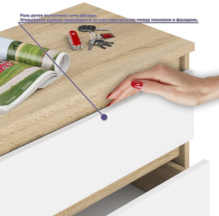 Мори Стол компьютерный МС-16 правый + Комод МК1380.6, цвет дуб сонома/белый, ШхГхВ 262,4х84,9х76,6 см., выдвижные ящики справа, НЕ универс. сборка