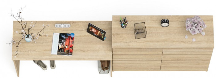 Мори Стол письменный МСП1200.1 + Комод МК1200.8, цвет дуб сонома, ШхГхВ 240,8х50х94 см., универсальная сборка