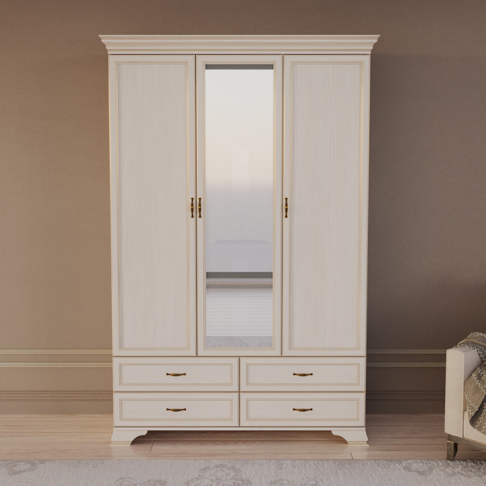 Шкаф распашной трехдверный с зеркалом Сиена