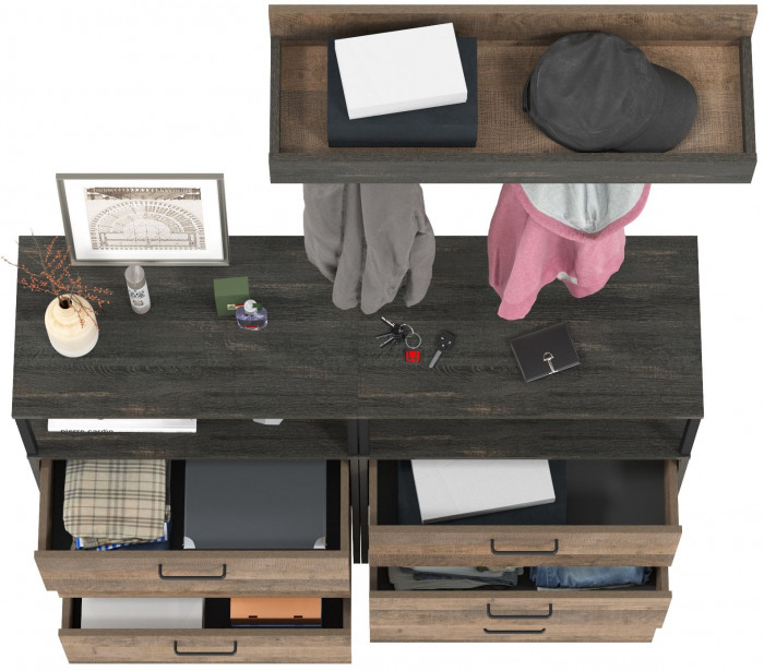 Трувор Прихожая 153, цвет дуб гранж песочный/интра, ШхГхВ 132х37х195 см.