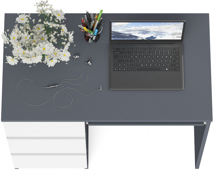 Мори компьютерный стол МС-6 левый, графит/белый