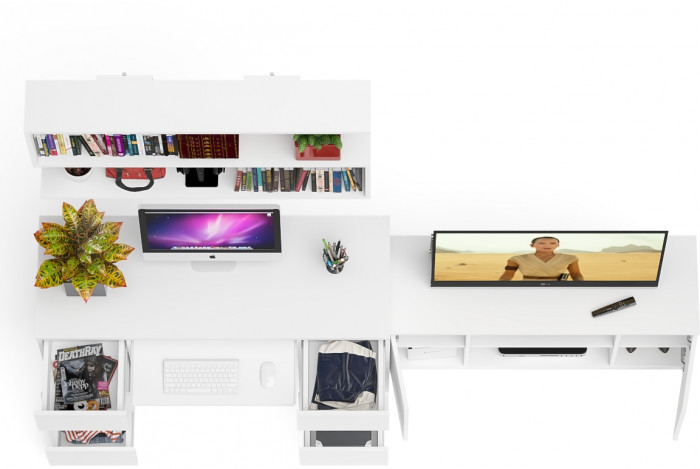 Мори компьютерный стол МС-2 + Тумба МТВ1200.1 + Полка 1200, белый