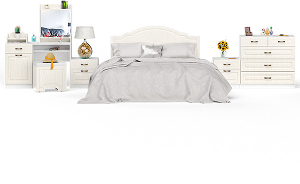 Ливерпуль Спальня № 2 12.46 + 10.118 + 10.117 + 14.02 + 10.103 + 11.08ОСН + две 08.146, ясень ваниль/белый