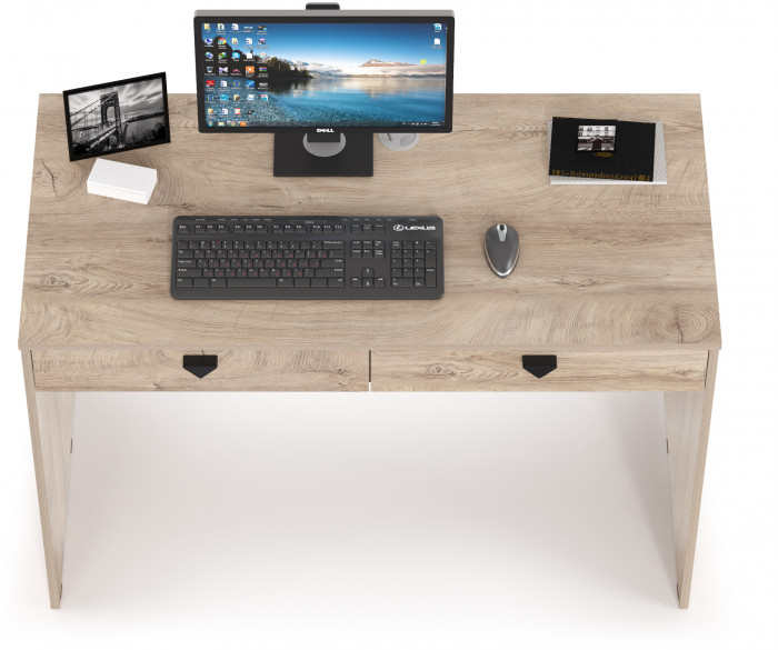 КР100 Бостон 12.69 Стол компьютерный, цвет дуб эндгрейн элегантный, ШхГхВ 115,2х57,2х76 см.
