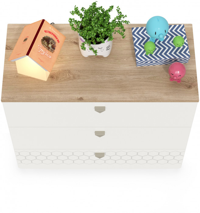 Эйп 13.322 Комод, цвет белый/дуб белый, ШхГхВ 85х41,5х75 см.