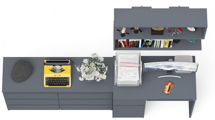 Мори компьютерный стол МС-1 левый + Комод МК1200.6 + Полка 900, графит