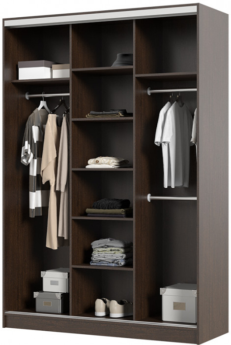 Альянс 1,5 м шкаф-купе (1500*2200*610 мм) венге/белфорт