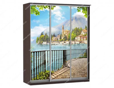 Шкаф купе Модерн 1776х450 3-х дверный 3-х секционный фотопечать №4 венге