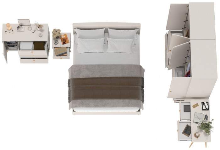 Афина Спальня 38-1600, цвет кашемир серый, сп.м. 1600х2000 мм., б/м, основание есть - фанера