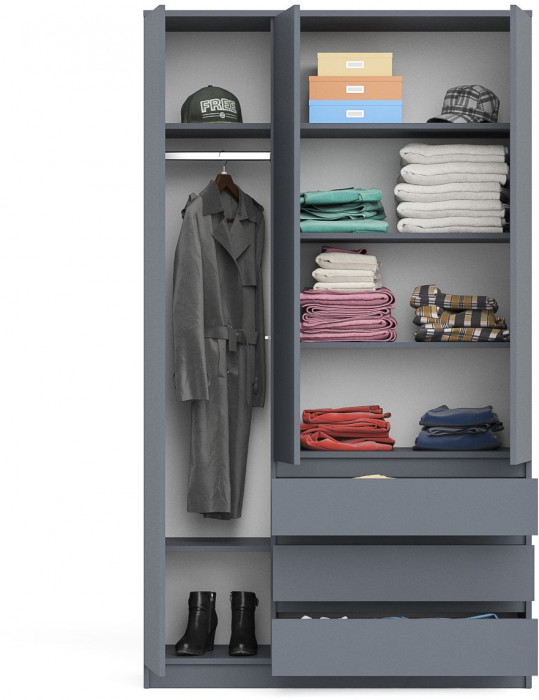 Мори Шкаф МШ1200.1, цвет графит, ШхГхВ 120,4х50,4х209,6 см., НЕ универсальная сборка