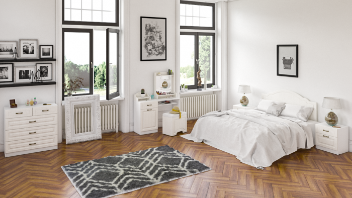 Ливерпуль Спальня № 2 12.46 + 10.118 + 10.117 + 14.02 + 10.103 + 11.08ОСН + две 08.146, цвет ясень ваниль/белый, сп. м. 1600х2000 мм., б/м, орт. есть