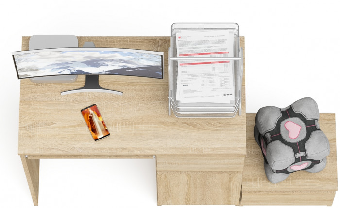 Мори Стол компьютерный МС-1 правый + Тумба ТМП400.1, цвет дуб сонома, ШхГхВ 130,4х50х76,6 см., выдвижной ящик справа, НЕ универсальная сборка