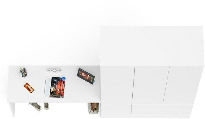 Мори письменный стол МСП1200.1 + Шкаф МШ1200.1, белый