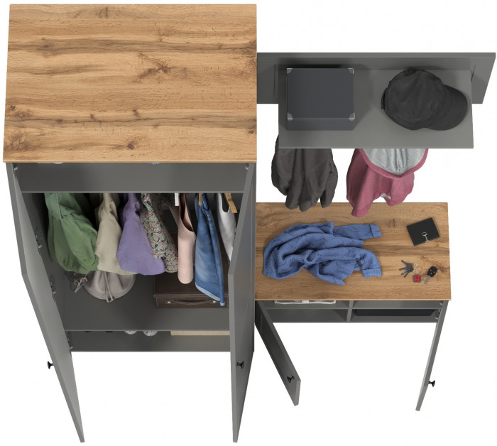 Остин Прихожая 19, серый графит/дуб крафт золотой