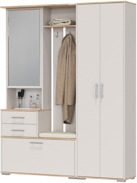 Прихожая 2-3430+2-3431дкз/к.с Домино - Комплект для прихожей, дуб крафт золотой/кашемир серый