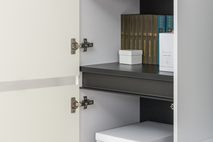 Сидней Комплектация № 014, корпус: белый/чёрный/фасады: МДФ белый глянец