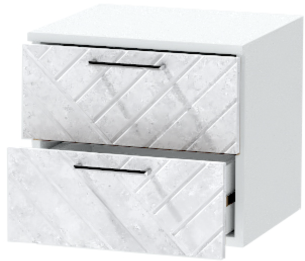 Тумба-6 прикроватная подвесная "Иннэс-7", Белый/Бетон снежный