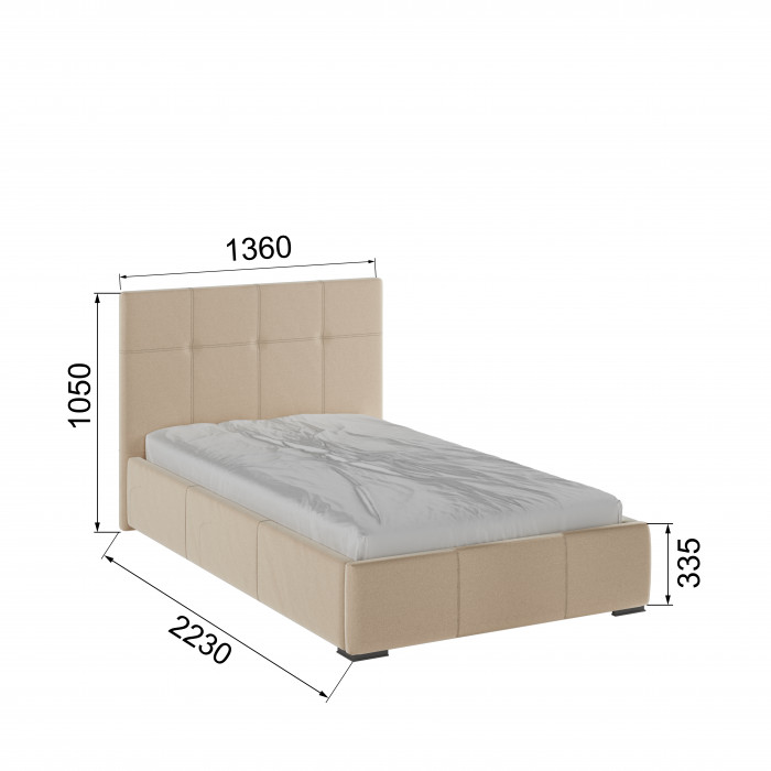 Рио Кровать интерьерная 120 бежевый квадрат, ортопед