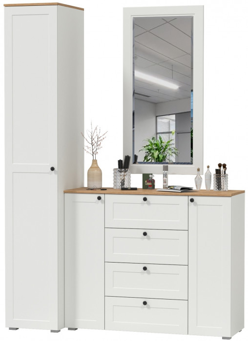 Остин Прихожая 20, белый шагрень/дуб крафт золотой