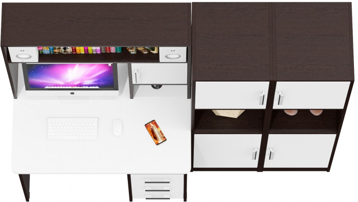 С-МД-СК9 Компоновка № 02, венге/белый шагрень