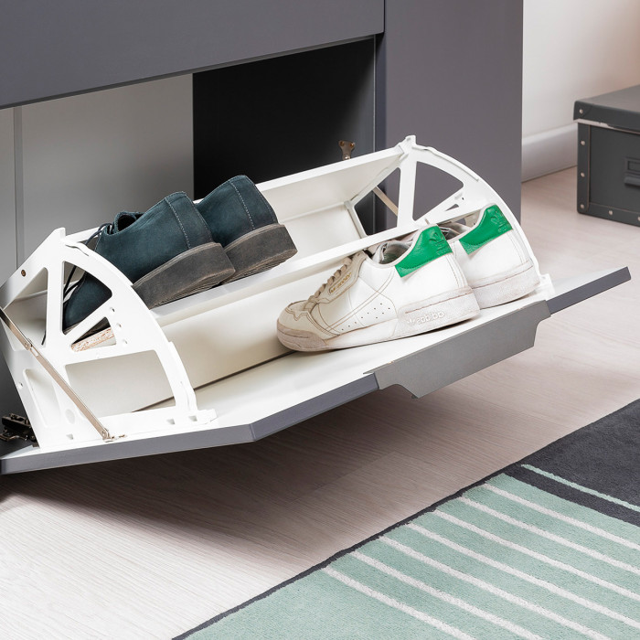 Октава Прихожая 04, цвет серый графит/дуб крафт золотой/фасады МДФ серый графит, ШхГхВ 194,7х35,4х197 см.