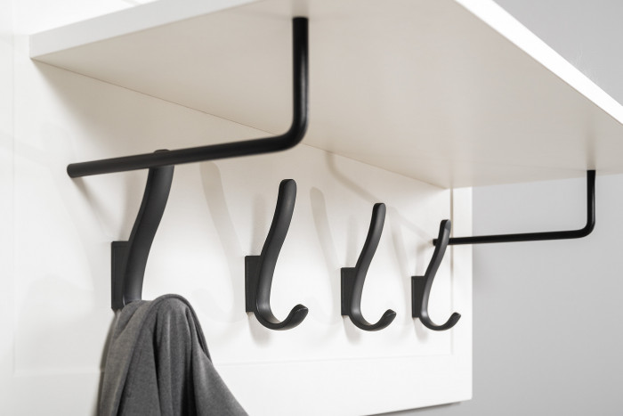 Остин Прихожая 57, цвет белый шагрень/дуб крафт золотой, ШхГхВ 240х54,3х229,6 см., универсальная сборка